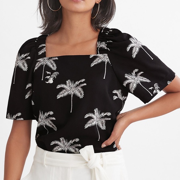 Ann Taylor Tops - NWT Ann Taylor Petite Palm Tree Square Neck Top MP